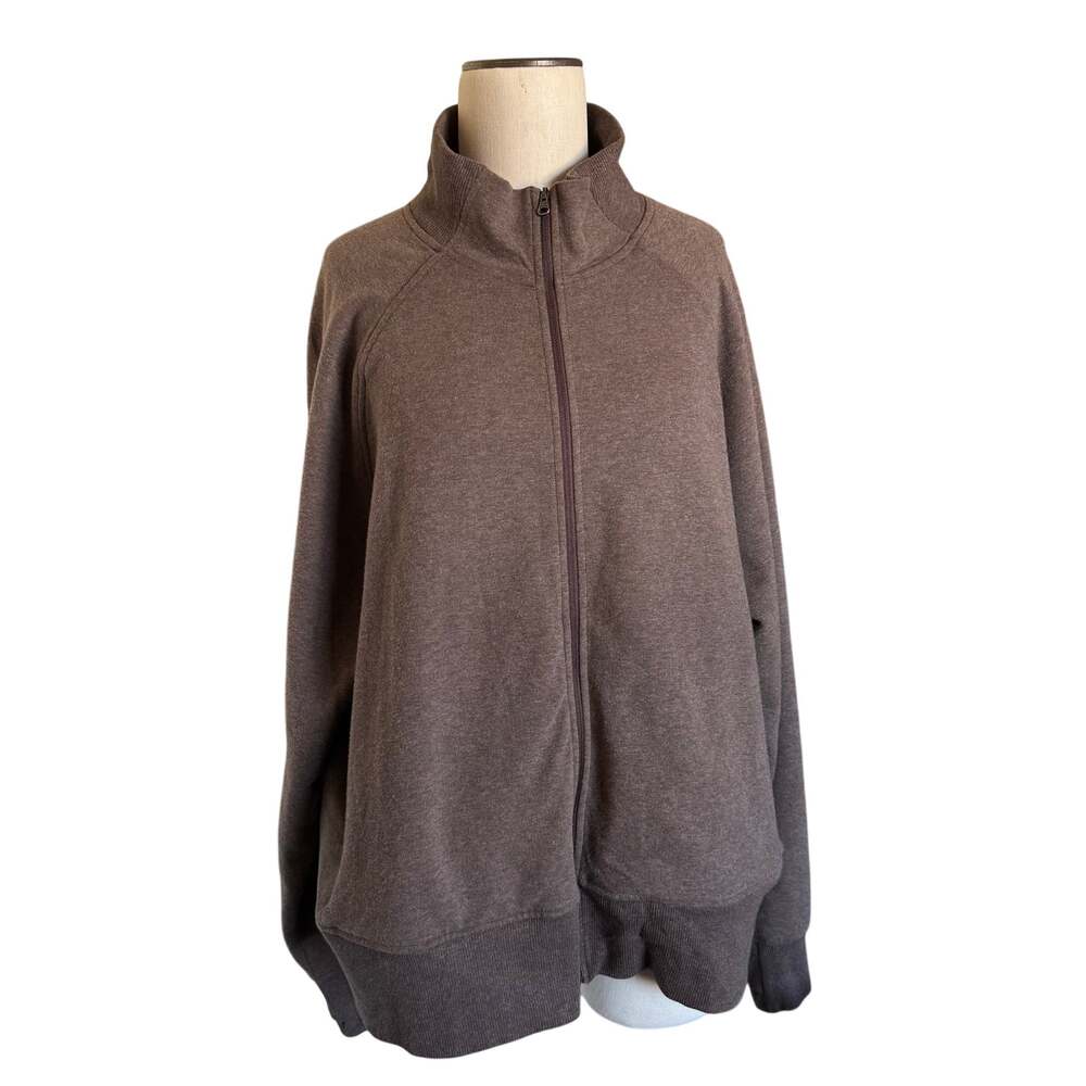 L.L. Bean Jacket Woomens Plus Size 2X Brown Fleece Full Zip Pockets 526842